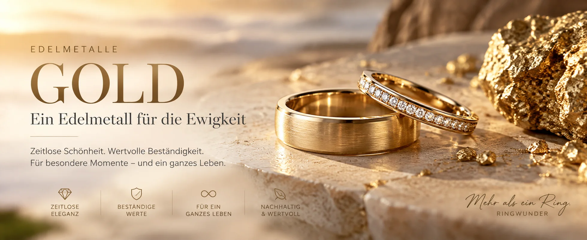Gold für Trauringe und Eheringe – Gelbgold, Weißgold und Roségold