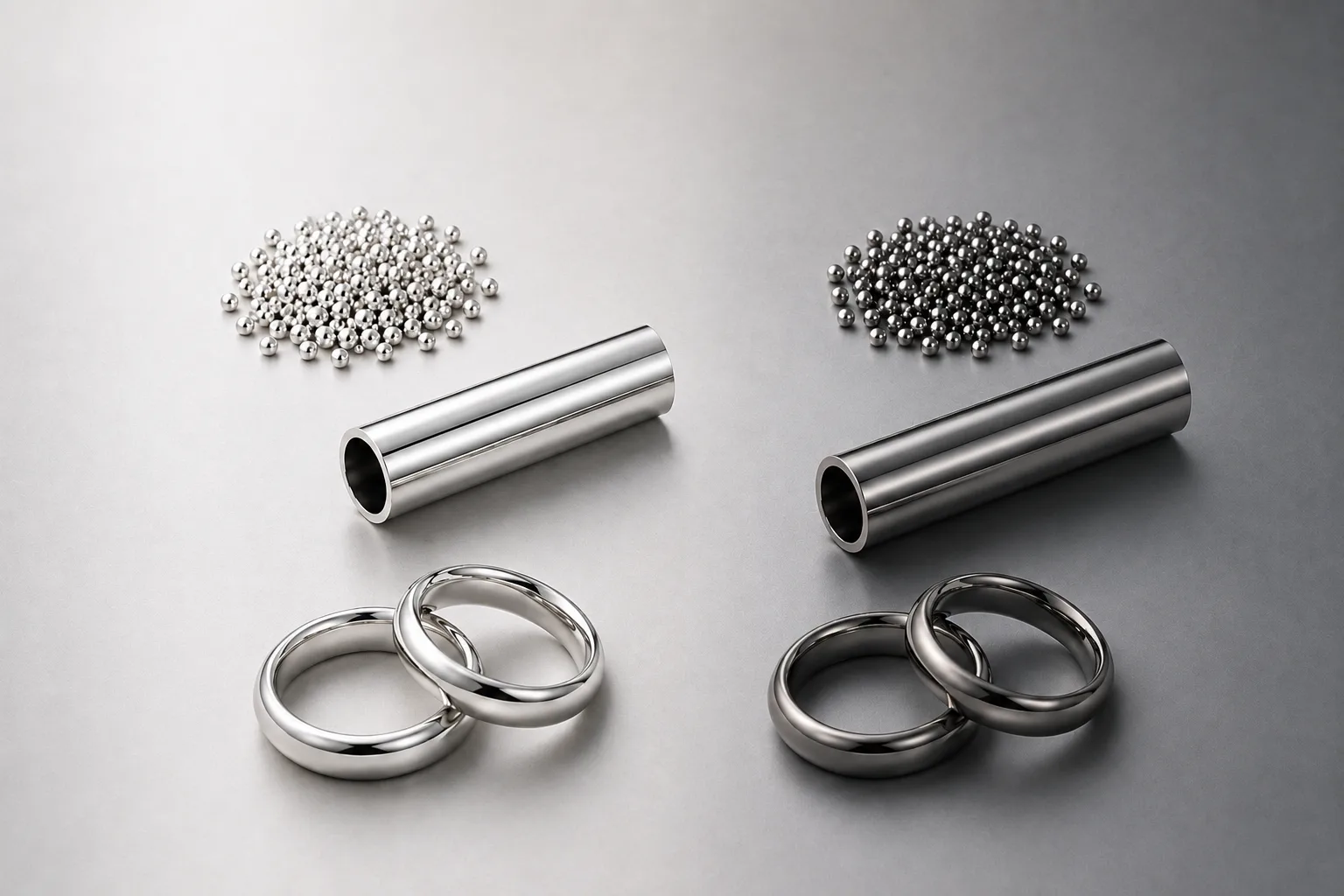 Trauringe aus Weißgold, Silber und Platin